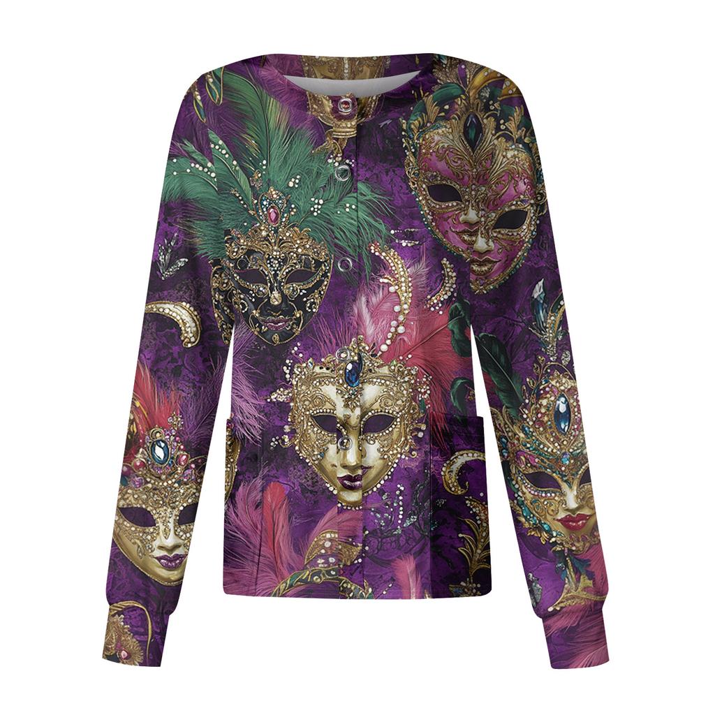 Женский повседневный топ с длинным рукавом, на одной пуговице, с принтом, быстросохнущий