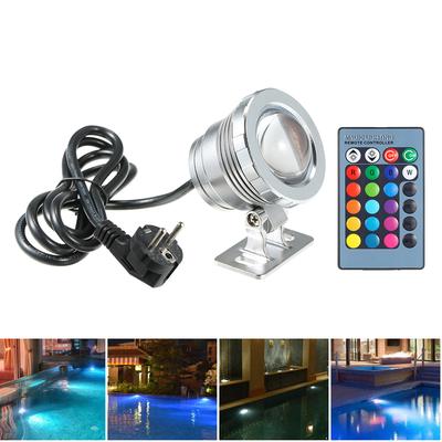 AC85-265V 10W RGB светодиодный подводный светильник с дистанционным управлением, 16 цветов, меняющийся