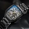 Square Dial Luminous Automatic Mechanical Watches Skeleton Watch Men Fashion Stainless Steel Wristwatch
