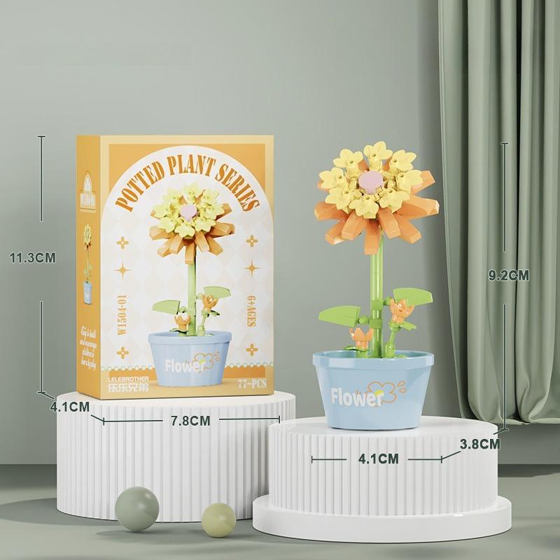 Букет Вечных Цветов Бонсай Комнатное Растение Модель Микро Строительные Блоки Украшение для Дома Головоломка Игрушки Детские Подарки на День Рождения Рождество