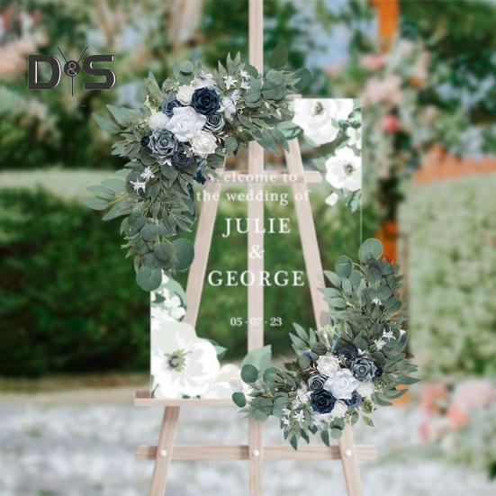 2 Pcs Artificial Flowers Swag Faux Flowers Rose Swag Floral Garland for Ceremonies Sign Backdrop Wedding Arch Stair Railing Decor