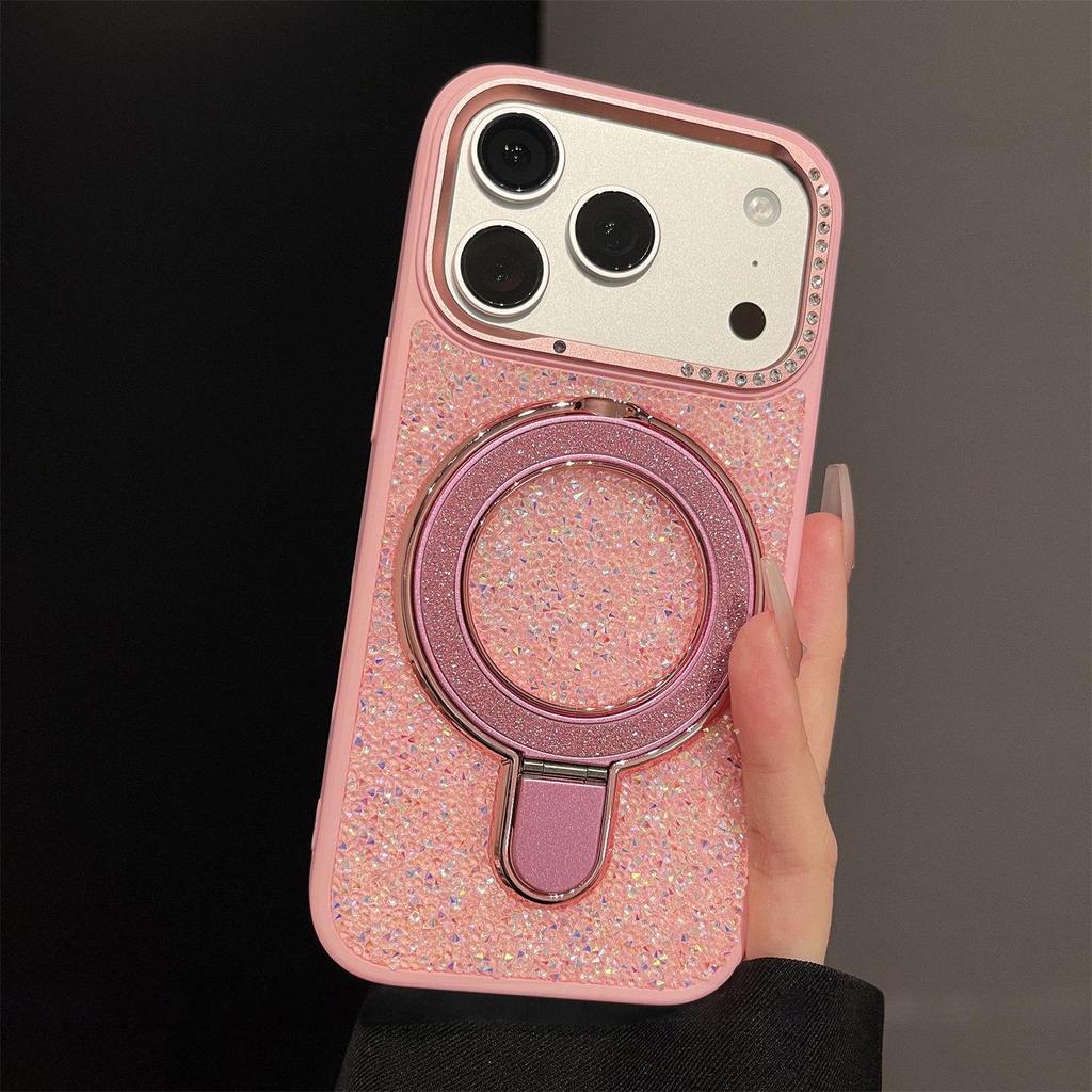 Чехол-блестяшка для iPhone 17 Pro Max с магнитной подставкой и защитой от падений 16X