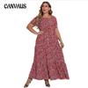 Summer Women's Dress Plus Size Short Sleeve Round Neck Bohemian Beach Dresses