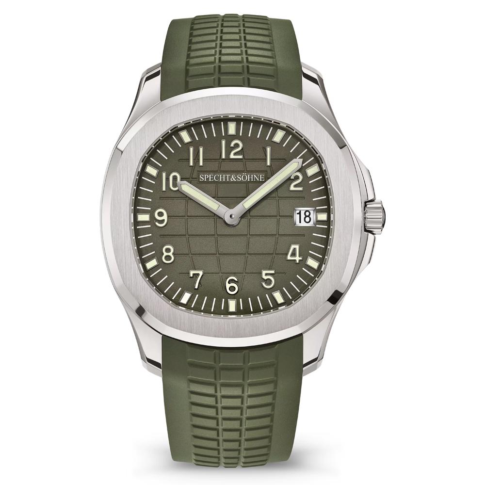 Specht & Söhne New 40.8MM Men's Watches Ultrathin Steel Rubber Strap Japan Quartz Movt Wristwatch Sapphire Crystal Waterproof