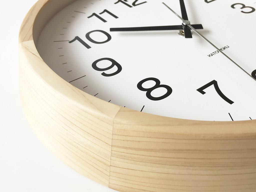 KATOMOKU muku clock 16, Дерево хиноки, km-113HI, настенные часы с непрерывной секундной стрелкой, диаметр 30,6 см (кварцевые часы)