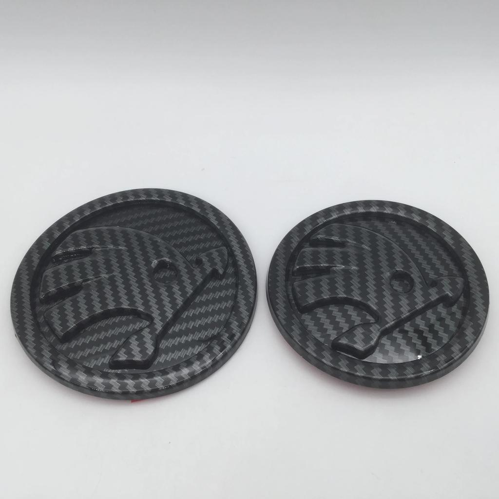 wzvbd3 2pcs 90mm 80mm for SKODA Car Front Grille Head Hood Bonnet Emblem Rear Tail Bumper Trunk Sticker Badge Styling Accessories