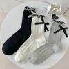 Kawaii носки, милые носки в стиле Лолиты с бантом для девочек, милые женские носки с рюшами JK, однотонные черные, белые, серые длинные носки в японском стиле
