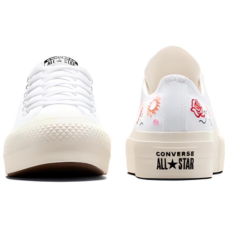 Converse Chuck Taylor All Star Lift Platform Низкие летние женские кроссовки с вышивкой Белая цапля Oops-Pink A10822C