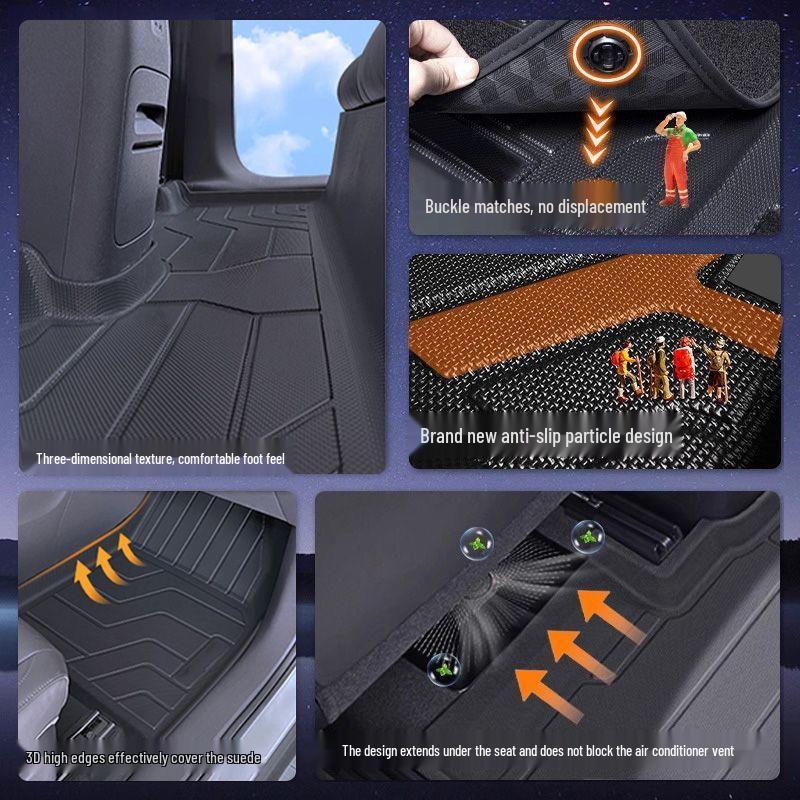 Комплект ковриков для пола Leapmotor B01: TPE Полный Комплект, Задний Ряд и Багажник, Водонепроницаемый, Новый Стиль.