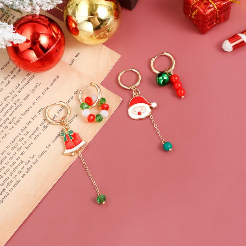 Fashion Christmas Earrings Zircon for Women Christmas Tree Hat Deer Necklace Girls Party Festival Zircon Gifts