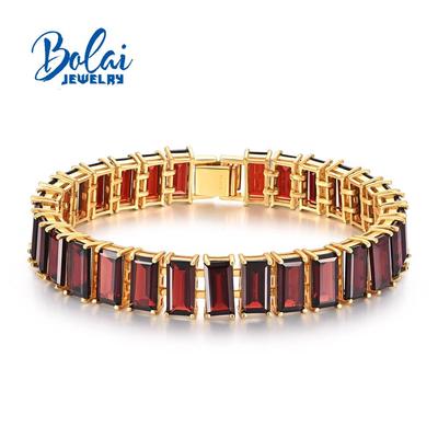 Большой широкий браслет из натурального красного граната, драгоценный камень, серебро 925 пробы, ювелирные украшения для женщин, драгоценный подарок для мамы