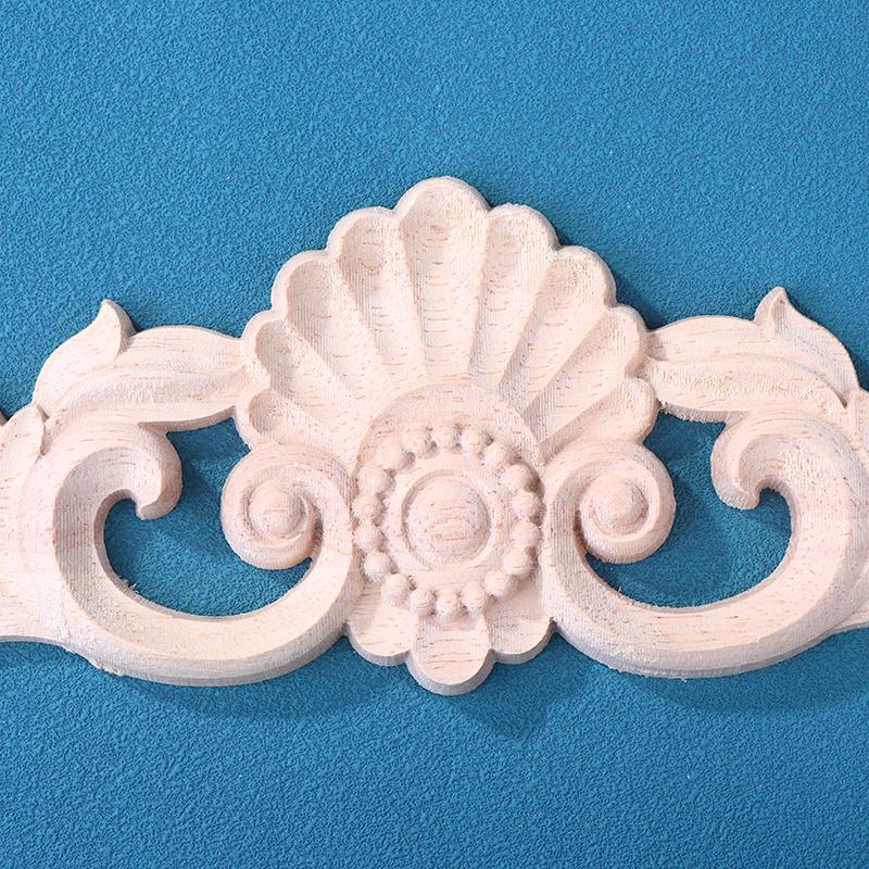 Wooden Figurines Wood Appliques And Onlays Natural Furniture Wall Door Woodcarving Decorative Long Flower Crafts Corner Frame