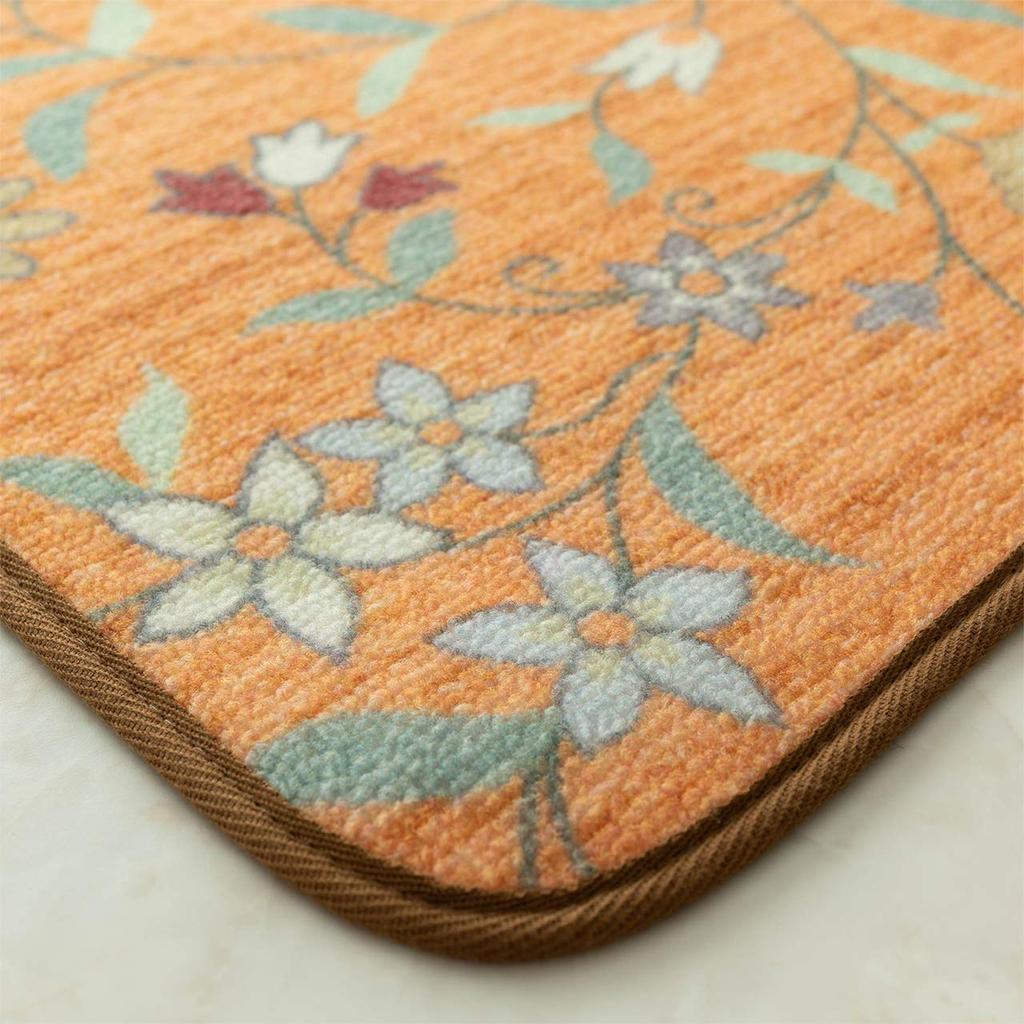 sayang sayan Моющийся коврик для кухни с цветочным принтом для кухни и прихожей Prima 45x240 оранжевый