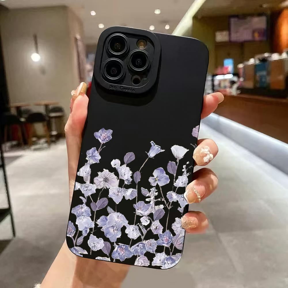 Чехол для телефона с узором из фиолетовых цветов, подходит для iPhone 17 16 15 14 13 12 11 Pro/Max/Plus, противоударная задняя крышка