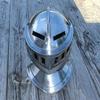 Средневековый закрытый рыцарский шлем эпохи Возрождения - полированная сталь 18-го калибра, реплика костюма середины века, доспехи шлема