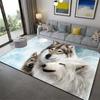 Animal Wolf The Family Rug for Living Room Cartoon White Wolf Carpet for Children Rooms Floor Mat Bedroom Decor Star Wolf Carpet