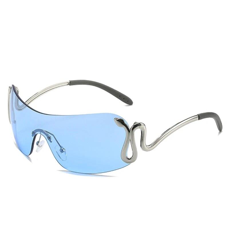 Солнцезащитные очки Conjoined Personality Animal Viper Y2k Convex Shape Metal Sunglasses