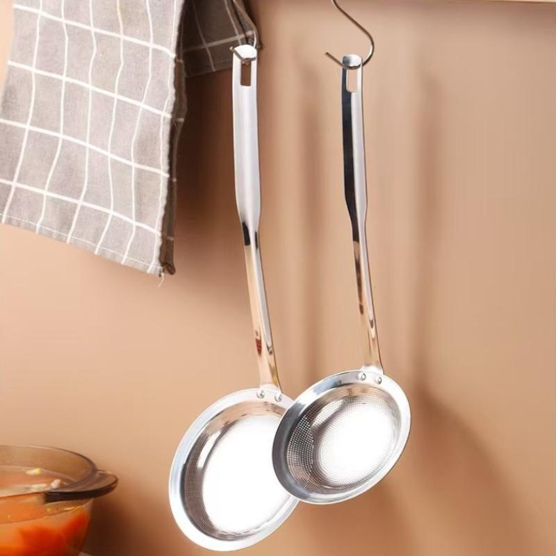 Скиммер из нержавеющей стали с мелкой сеткой для снятия жира, ложка-дуршлаг, фильтр для жира/масла/пены с ручкой, кухонный инструмент