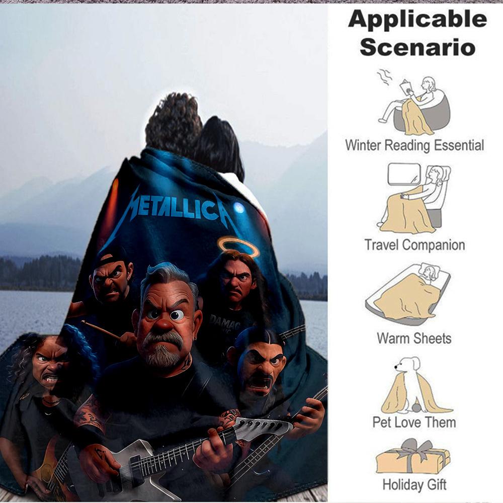 1 шт. Плед с символикой группы Metallica Легкий фланелевый плед Покрывало для дивана, кровати, путешествий, кемпинга, гостиной, офиса, дивана