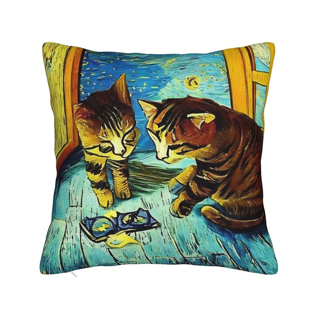 Van Gogh Wheat Field with Cypresses Square Pillow Cases Oil Painting Cushion Cover Customized Decor Pillowcase for Home xcm