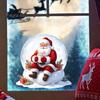 Festive Storefront Displays Christmas Window Clings Decoration, Cartoon Santa Claus Sticker with Crystal Ball, Indoor Outdoor Ornaments Hot
