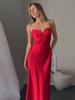 Женское длинное платье-комбинация с V-образным вырезом, красное платье на тонких бретелях для дам, рождественский фестиваль, день рождения, отпуск, красное черное платье 2025