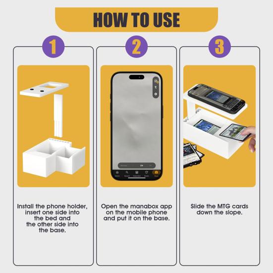 TCG Card Scanner for Standard Trading Cards 3D Printed PLA Holder for ManaBox App Smooth Scanning Sorting Card Organizer for Most Phones