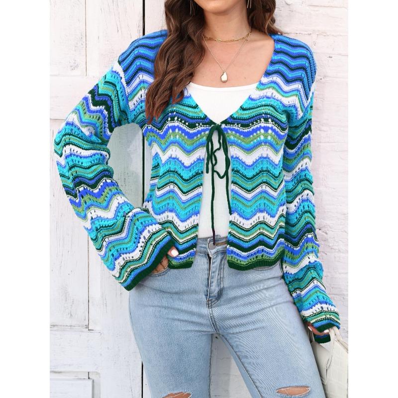 Women's Fall and Winter Wavy Patchwork Striped Sweater