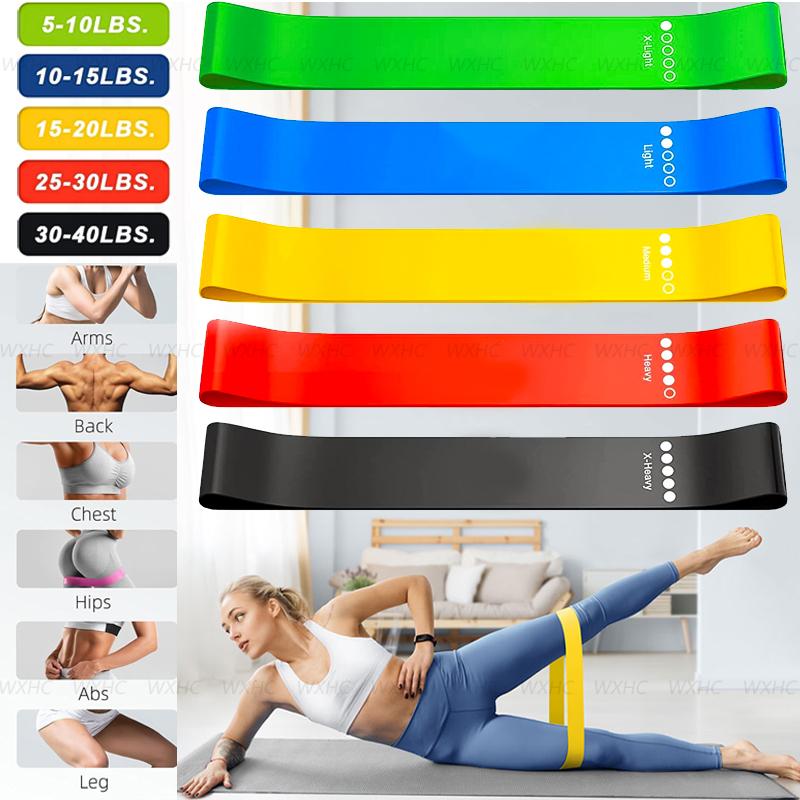 Resistance Loop Exercise Bands Exercise for Home Fitness Stretching Strength Training Physical Therapy Workout Bands Collection of 5