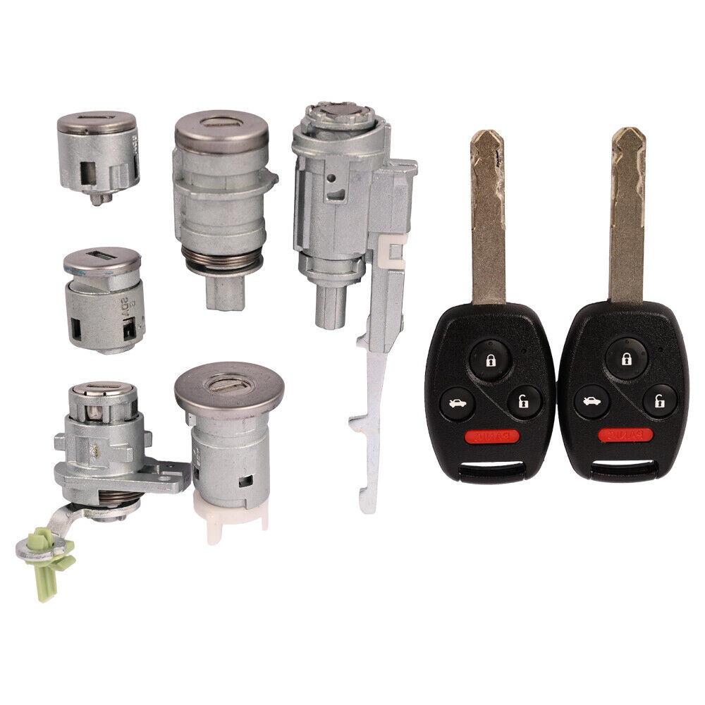 For 2003-2007 Honda Accord Ignition Switch Door Barrel Trunk Lock & Keys Kit New