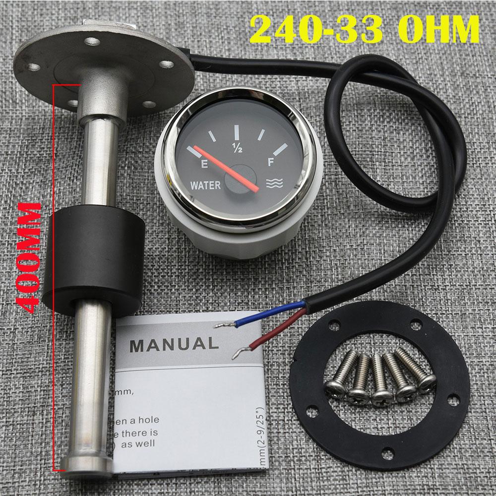 100mm 150mm 200mm 250mm 400mm Fuel Level Sensor 0-190 ohm 240-33ohm Water Level Guage Meter 52mm Gauge for Boat Car Customized