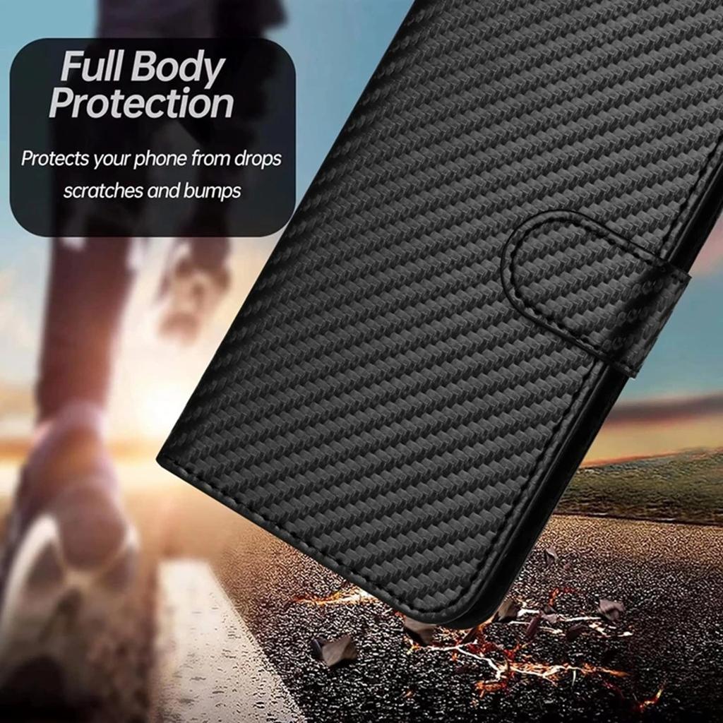 Business Carbon Fiber Flip Case For Xiaomi 14 13 12 Lite 13T 12T 11T 10T Redmi Note 13 12 11 10 9 13C 12C 10C 9C Poco X6 X5 M3 Pro Magnetic Cover