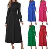 Женское сплошное цветное высокое круглое большое свободное платье с длинными рукавами, облегающее длинное платье