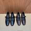 2025 New Square Head One-word with Rivets Belt Buckle Inner Slope Heel Shallow Mouth Versatile Commuter Work Women's Shoes