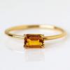 Yellow Gold Plated Citrine Ring: Baguette November Birthstone Solitaire Ring: Minimalist Bridal Wedding Jewelry Gift for Her