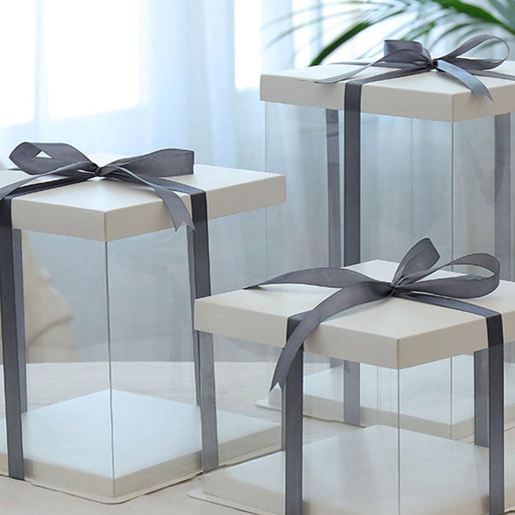 2 шт. 8-дюймовая прозрачная коробка для торта на день рождения, пластиковый контейнер для торта, коробка для хранения десертов (прозрачный)