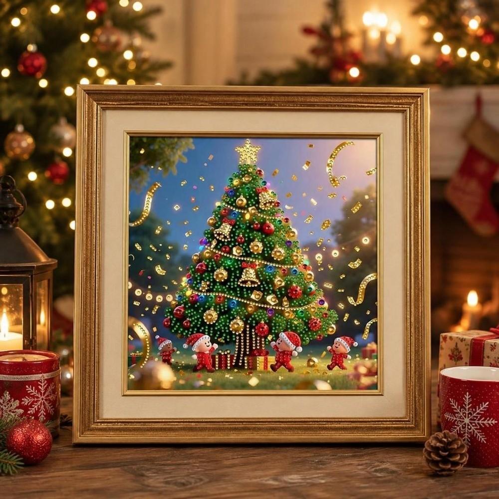 Handmade Christmas Rhinestone Painting Art Kit Single-Sided Drill Christmas Decor Table Top
