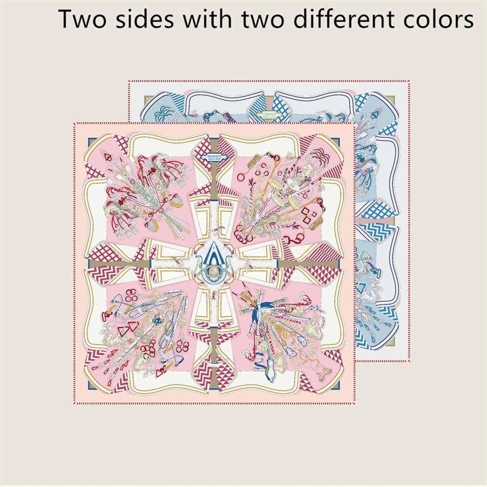 POBING Curled Twill Silk Scarf Women Funny ICE CREAM Double Side Printed Square Scarves Wraps Echarpes Foulards Femme Hijab 70CM