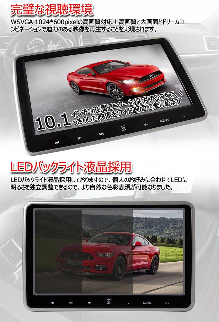 LOSKA Подголовник Монитор DVD дюймовый портативный DVD задний фонарь и тонкий адаптер для сигарет в комплекте плеер, совместимый с CPRM/HDMI, 10.1-плеер, 1024600,