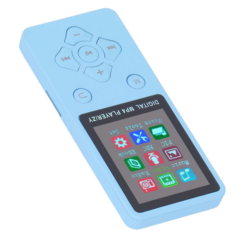 MP3 MP4 Player Bluetooth 5.0 Super Thin 1.8 Inch Color Screen 128G Expandable Memory Portable Video Music Player Blue