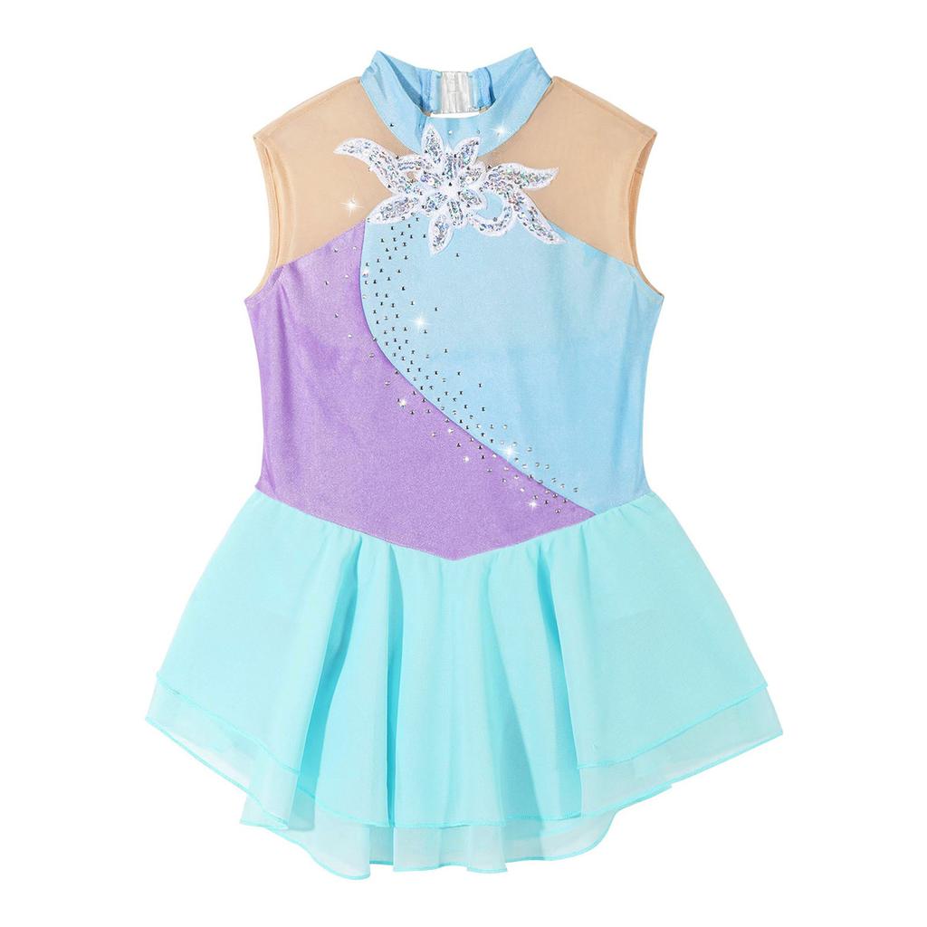 Платье для фигурного катания на коньках со стразами для девочек, детское платье для балета и танцев, детское гимнастическое платье для лирических танцев, костюмы