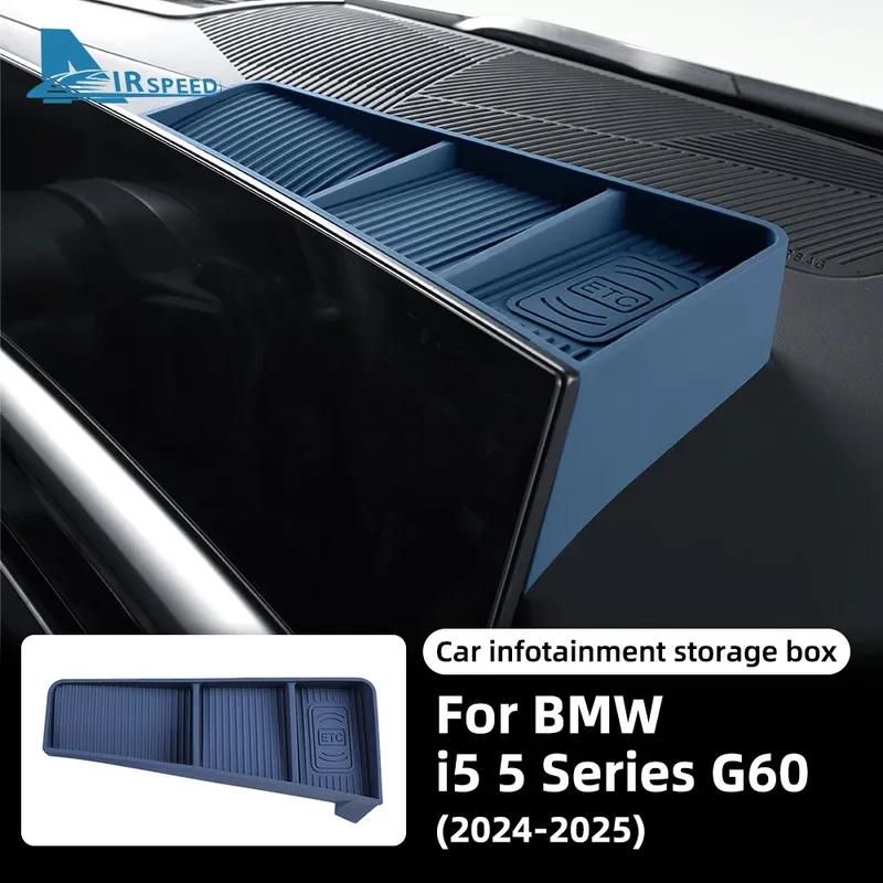 For BMW 5 Series G60 2024 2025 Car Central Control Navigation Screen Rear Storage Box Mobile Phone Tray Interior Silicone Decal