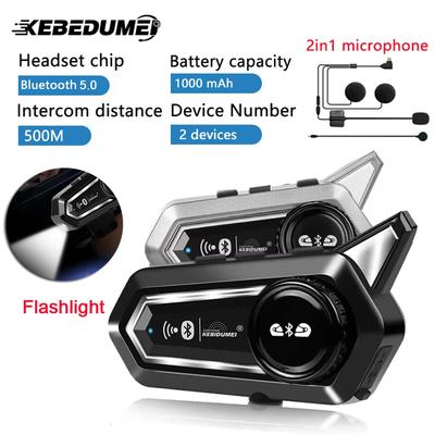 1/2x мотоциклетный шлем Bluetooth гарнитура интерком 1000mAh MOTO коммуникатор 500m переговорное устройство гарнитура для звонков с фонариком