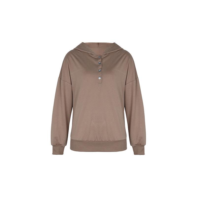 Autumn Women's Blouse Solid Color Comfortable Casual Long Sleeve Hooded Tops