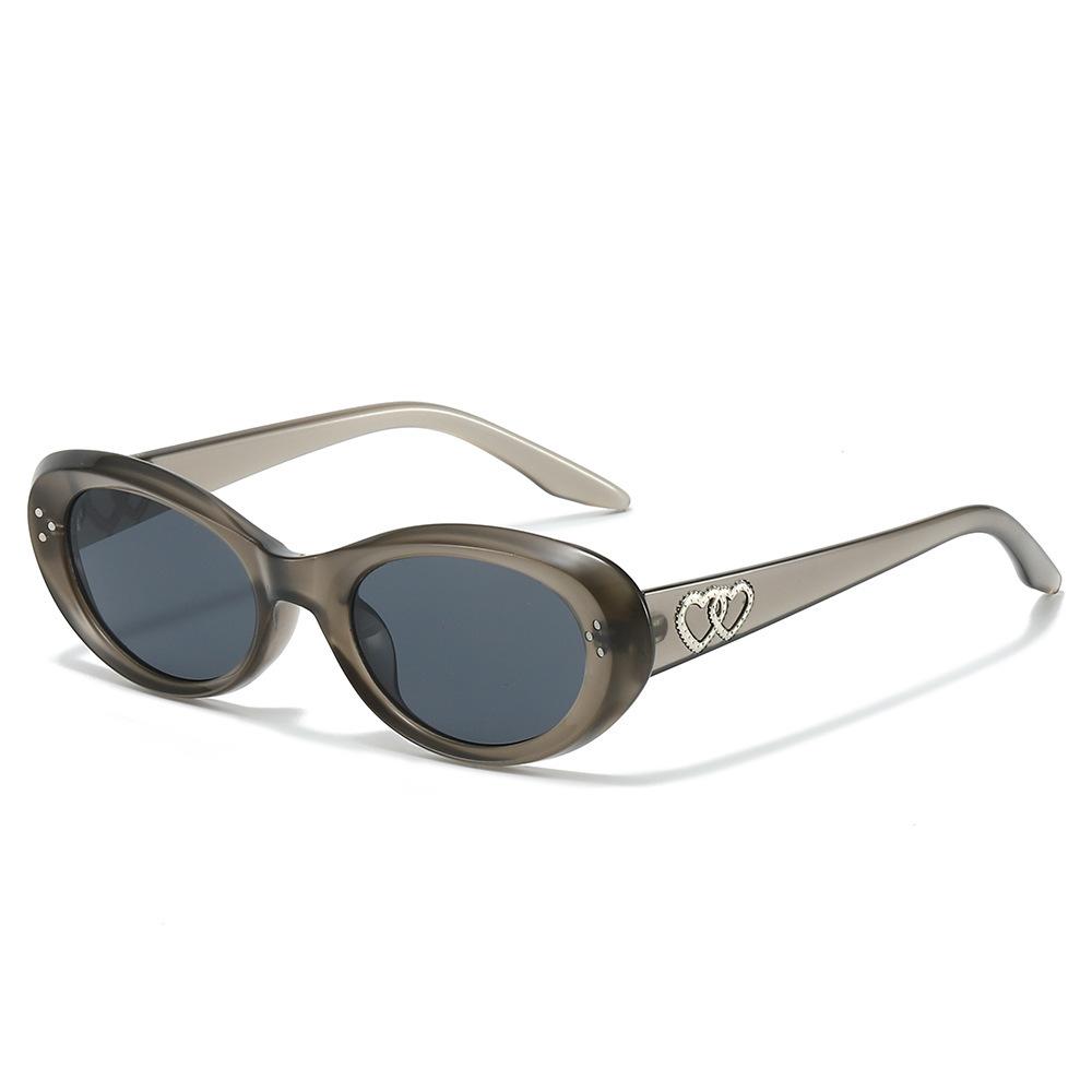 Personalized cat eye fashion sunglasses men's and women's trend versatile oval double heart-to-heart men's and women's sunglasses