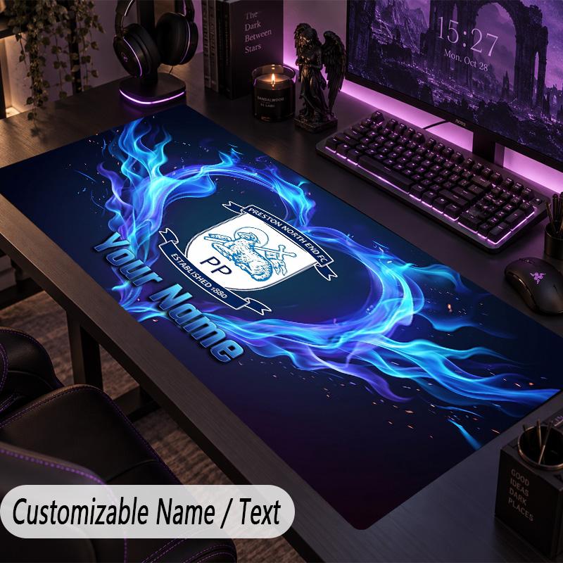 Large Mouse PadPreston North End Custom Name Text Personalized Desk Mat Non Slip Gaming Pad