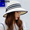 Женские полосатые банты, простые, элегантные, повседневные, дышащие, солнцезащитные шляпы, летние, с большими полями, универсальные, солнцезащитные, уличные шляпы-ведра