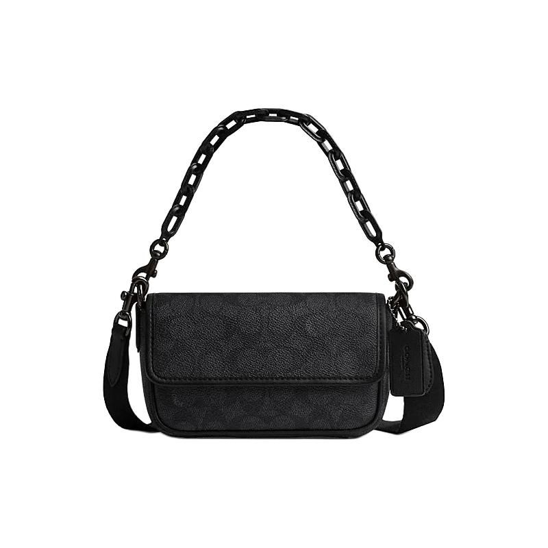 Coach Charter 18 Magnetic Snap Signature Coated Canvas Tote Shoulder Crossbody Bag Small Unisex bags Charcoal CR753-CHR