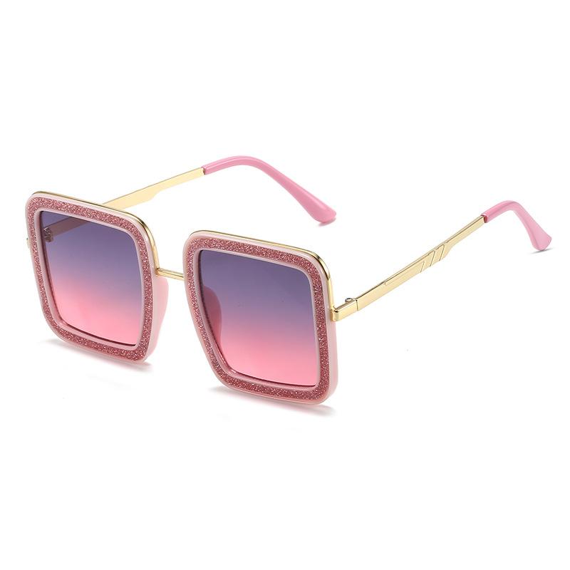 New square sunglasses, European and American fashion street shooting square metal glasses, personalized colorful sunglasses