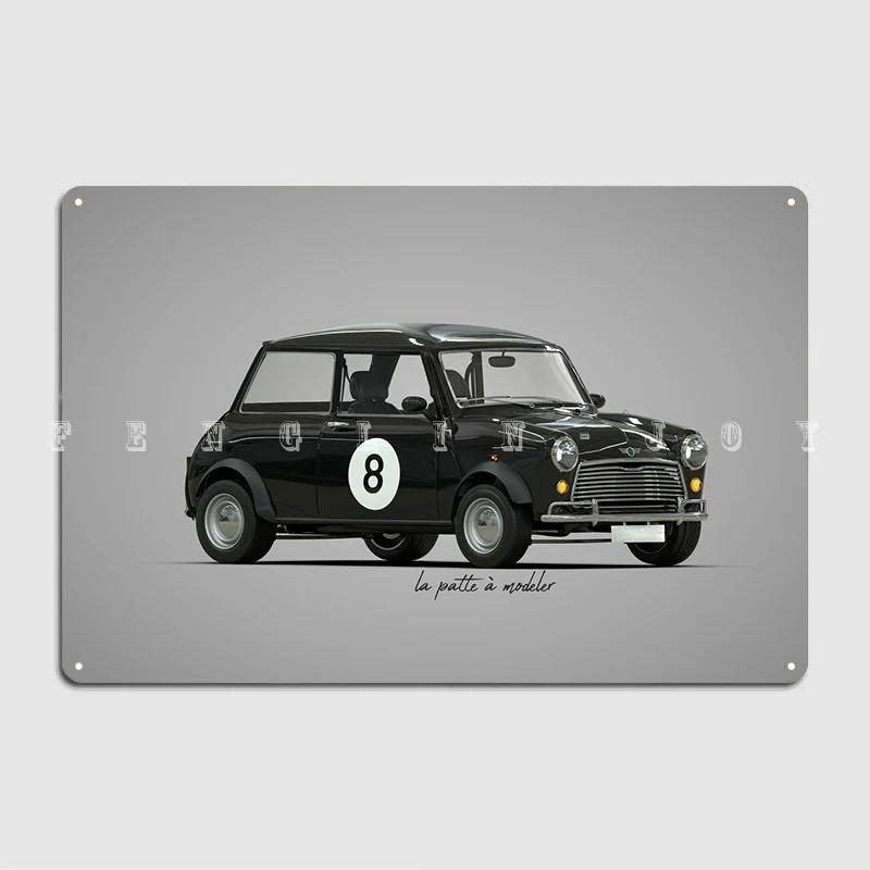 Austin Mini Rallye Seven N8 Классический британский утилитарный автомобиль с Юнион Джеком снизу Металлический гаражный клубный бар Ретро жестяной знак Постеры